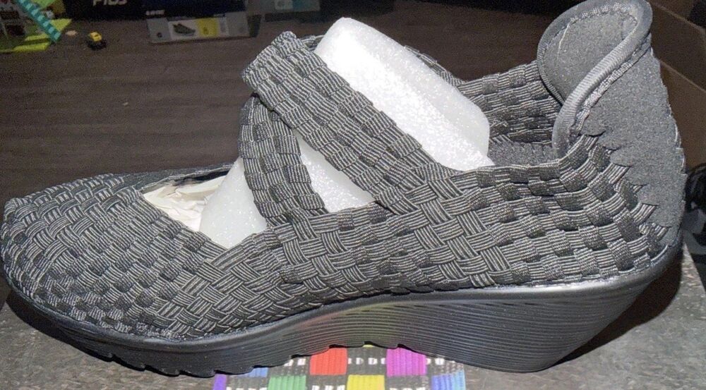 BERNIE MEV Drake 37 Platform Wedge Pump Cross-Strap BLACK 6.5/7 New York